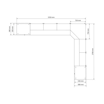 Rohová sestava dílenského nábytku - skříně, závěsné skříňky a děrovaná stěna - BGS 80160