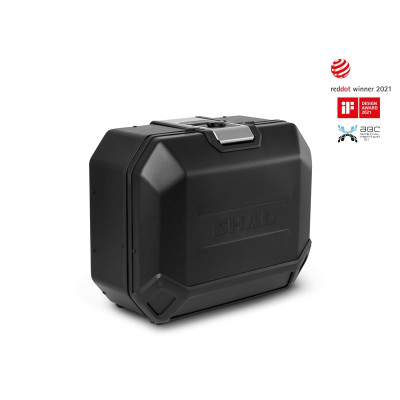 Kompletní sada černých hliníkových kufrů SHAD TERRA BLACK , 55L topcase 36L/36L boční kufry, včetně montážní sady a plotny SHAD Voge 650DS / 650DSX