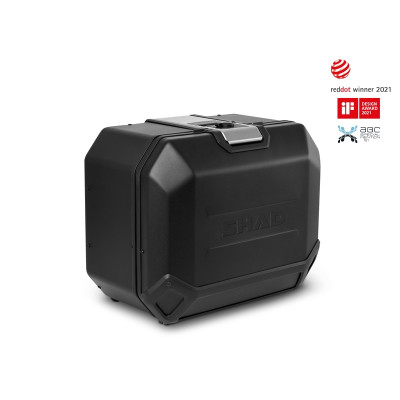 Kompletní sada černých hliníkových kufrů SHAD TERRA BLACK , 55L topcase 47L/47L boční kufry, včetně montážní sady a plotny SHAD Voge 650DS / 650DSX