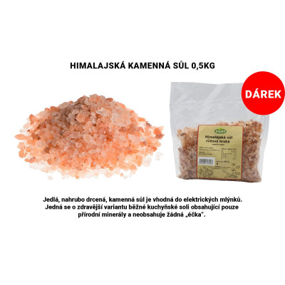 dRio AKU Elektrický mlýnek na sůl a pepř - bílý + dárek 0,5kg kamenné Himalájské soli