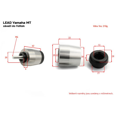 SEFIS Lead ocelová závaží Yamaha MT 6mm - stříbrná