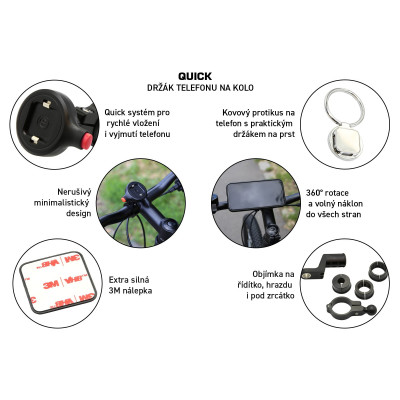 SEFIS Quick mini nízkoprofilový držák telefonu na kolo s gumovým pouzdrem