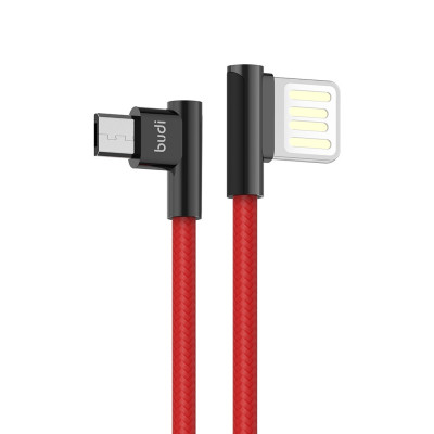 SEFIS nabíjecí datový kabel s natočenými konektory USB-A a Micro-USB 1m červený