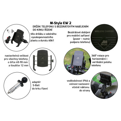 SEFIS EW 2 držák telefonu s bezdrátovým nabíjením do krku řízení