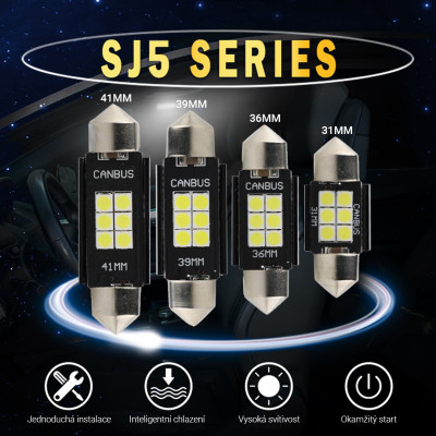SEFIS LED žárovka sufit 41mm 12V C5W 6SMD CANBUS bílá