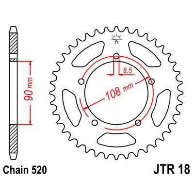 Řetězová rozeta JT JTR 18-39 39 zubů, 520