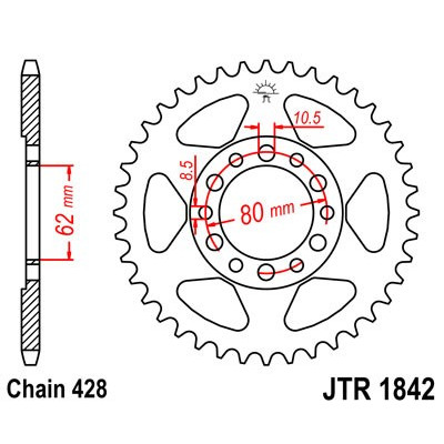 Řetězová rozeta JT JTR 1842-52 52 zubů, 428