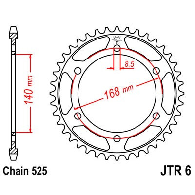 Řetězová rozeta JT JTR 6-47 47 zubů, 525