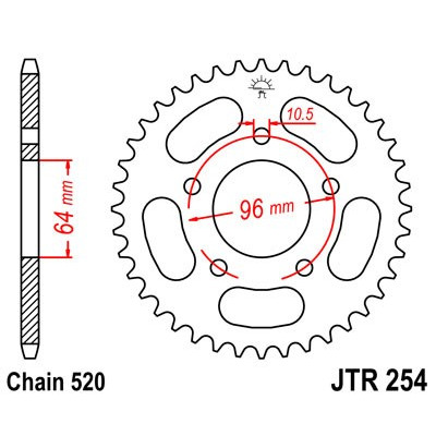 Řetězová rozeta JT JTR 254-43 43 zubů, 520