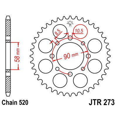 Řetězová rozeta JT JTR 273-44 44 zubů, 520