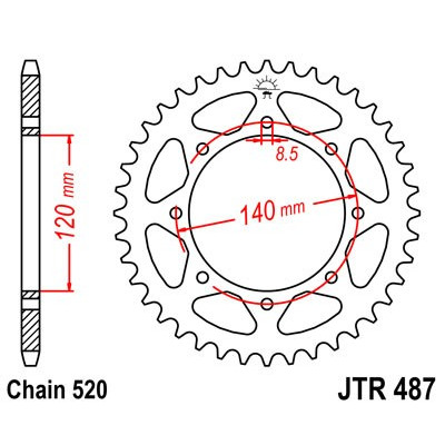 Řetězová rozeta JT JTR 487-43 43 zubů, 520