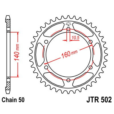 Řetězová rozeta JT JTR 502-44 44 zubů, 530