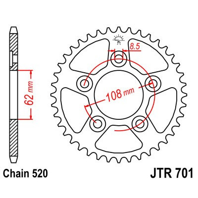 Řetězová rozeta JT JTR 701-39 39 zubů, 520