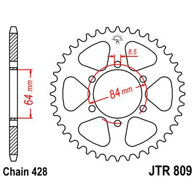 Řetězová rozeta JT JTR 809-53 53 zubů, 428