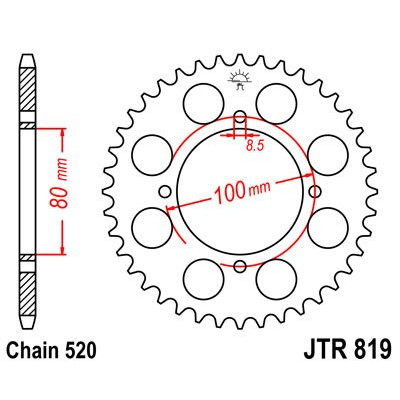 Řetězová rozeta JT JTR 819-47 47 zubů, 520