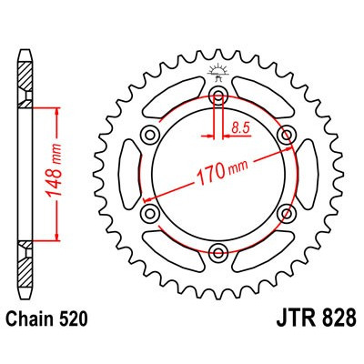 Řetězová rozeta JT JTR 828-47 47 zubů, 520