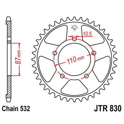 Řetězová rozeta JT JTR 830-46 46 zubů, 532