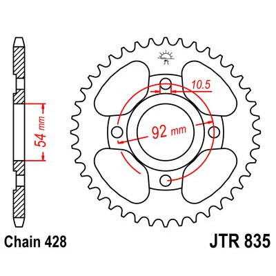 Řetězová rozeta JT JTR 835-49 49 zubů, 428