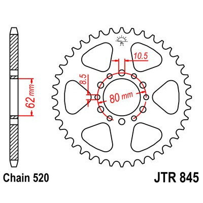 Řetězová rozeta JT JTR 845-45 45 zubů, 520