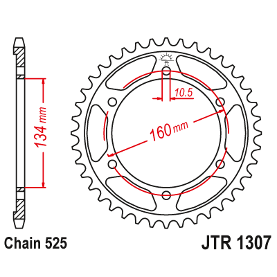 Řetězová rozeta JT JTR 1307-43 43 zubů, 525