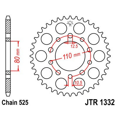 Řetězová rozeta JT JTR 1332-47 47 zubů, 525