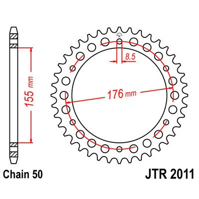 Řetězová rozeta JT JTR 2011-45 45 zubů, 530