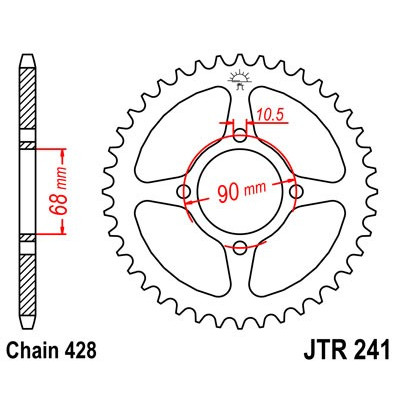 Řetězová rozeta JT JTR 241-53 53 zubů, 428