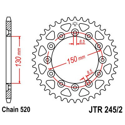 Řetězová rozeta JT JTR 245/2-43 43 zubů, 520