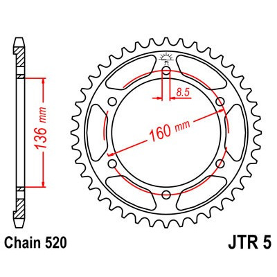 Řetězová rozeta JT JTR 5-39 39 zubů, 520