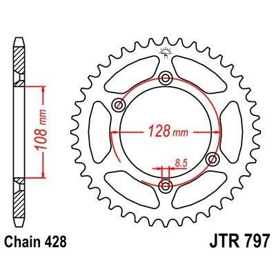 Řetězová rozeta JT JTR 797-57 57 zubů, 428