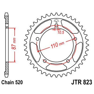 Řetězová rozeta JT JTR 823-45 45 zubů, 520