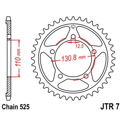 Řetězová rozeta JT JTR 7-44 44 zubů, 525