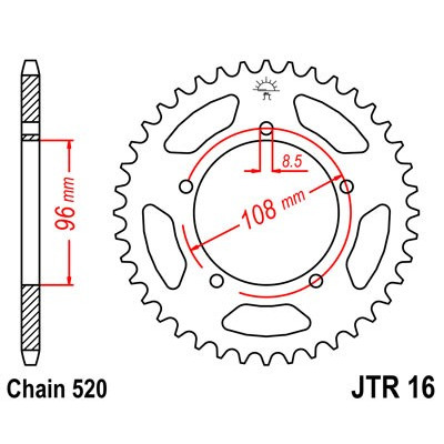 Řetězová rozeta JT JTR 16-41 41 zubů, 520