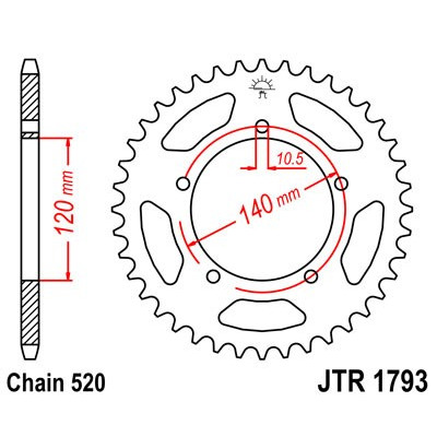 Řetězová rozeta JT JTR 1793-42 42 zubů, 520