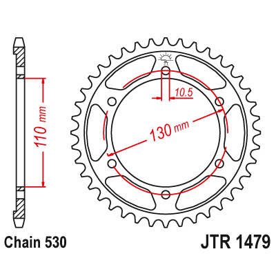 Řetězová rozeta JT JTR 1479-47ZBK 47 zubů, 530 Černý zinek