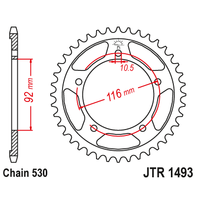 Řetězová rozeta JT JTR 1493-42ZBK 42 zubů, 530 Černý zinek