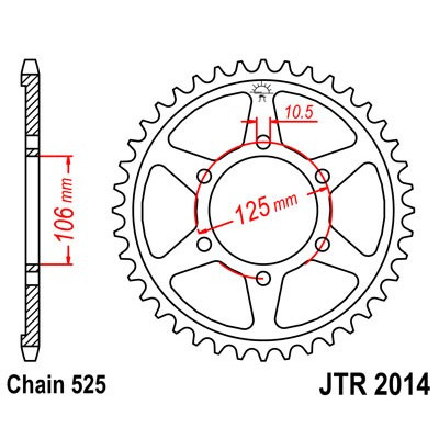 Řetězová rozeta JT JTR 2014-46 46 zubů, 525