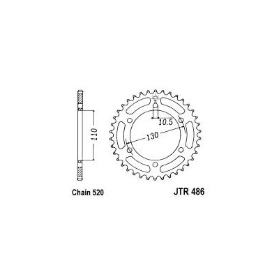 Řetězová rozeta JT JTR 486-42ZBK 42 zubů, 520 Černý zinek