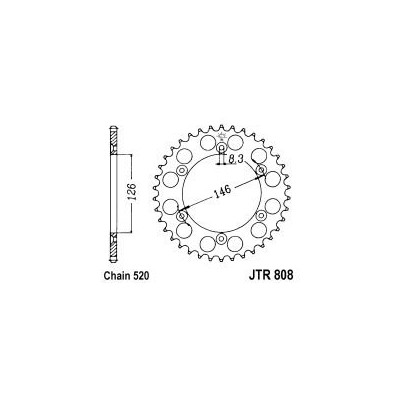 Řetězová rozeta JT JTR 808-41ZBK 41 zubů, 520 Černý zinek