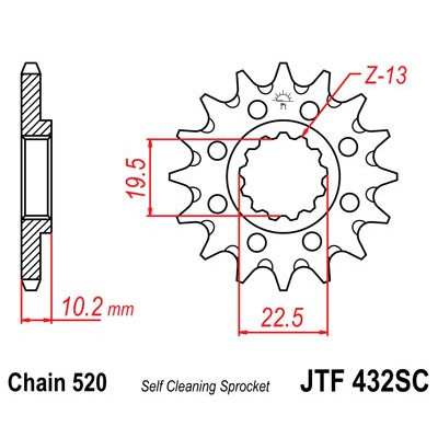 Řetězové kolečko JT JTF 432-13SC 13 zubů, 520 Samočistící, Nízká hmotnost