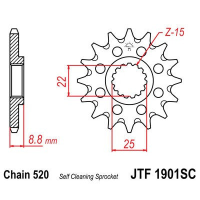 Řetězové kolečko JT JTF 1901-13SC 13 zubů, 520 Samočistící, Nízká hmotnost