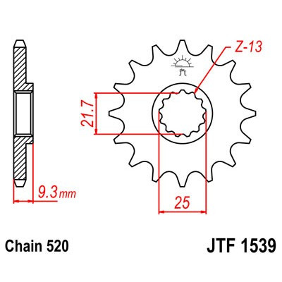 Řetězové kolečko JT JTF 1539-14RB 14 zubů, 520 pogumované