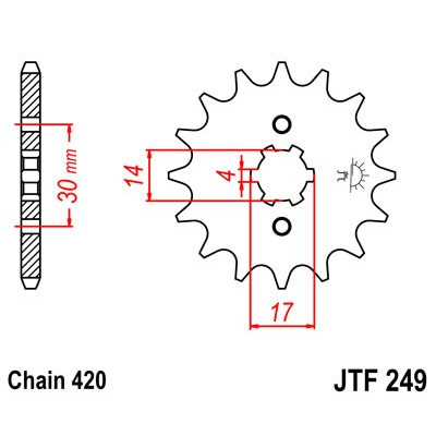 Řetězové kolečko JT JTF 249-14 14 zubů, 420
