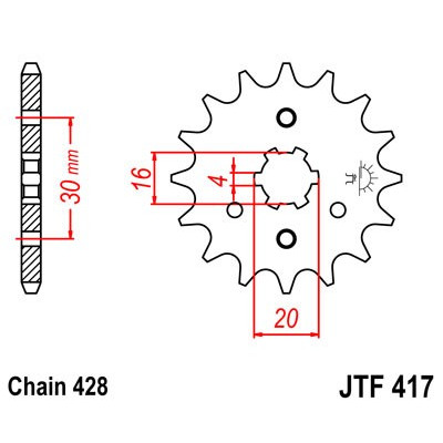 Řetězové kolečko JT JTF 417-13 13 zubů, 428