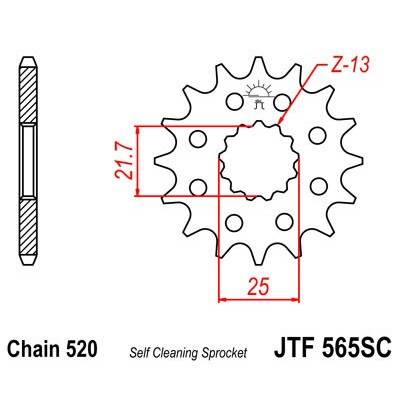 Řetězové kolečko JT JTF 565-14SC 14 zubů, 520 Samočistící, Nízká hmotnost
