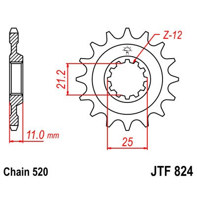 Řetězové kolečko JT JTF 824-16 16 zubů, 520