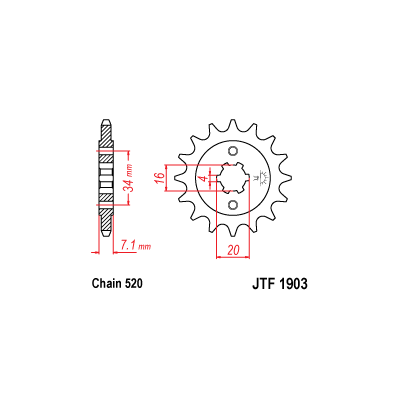 Řetězové kolečko JT JTF 1903-14 14 zubů, 520