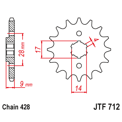 Řetězové kolečko JT JTF 712-13 13 zubů, 428