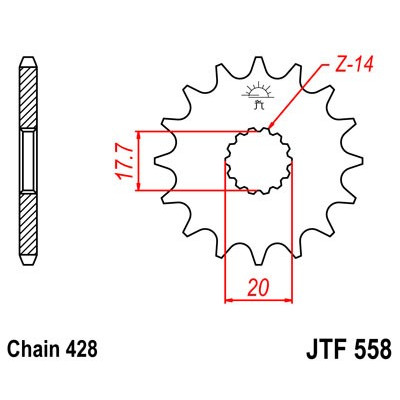 Řetězové kolečko JT JTF 558-16RB 16 zubů, 428 pogumované