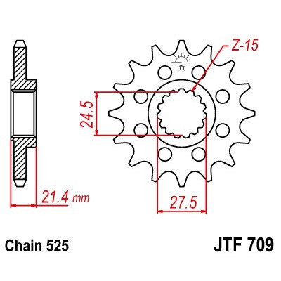 Řetězové kolečko JT JTF 709-15 15 zubů, 525